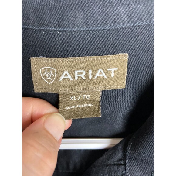 Ariat Mens Button Down Shirt Black Blue Size XL Long Sleeve Collared Lot of 2 - Picture 12 of 15